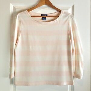 Faconnable Pink White Wide Stripe Cotton Tee Shirt
